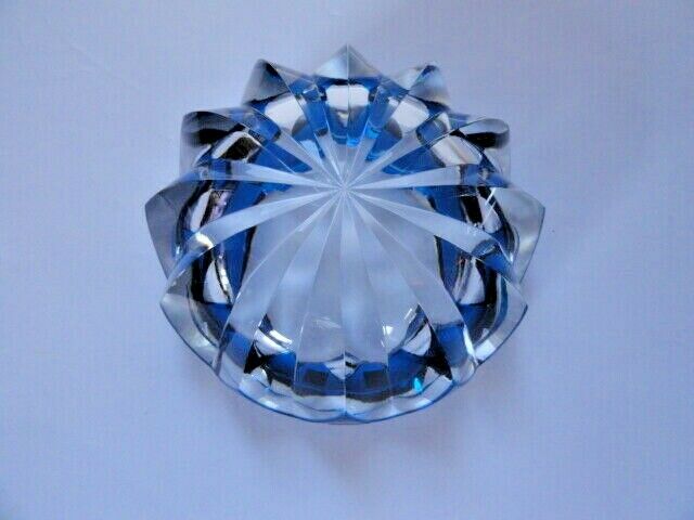 Saint-Louis Crystal Ashtray Sapphire Blue 6" diameter