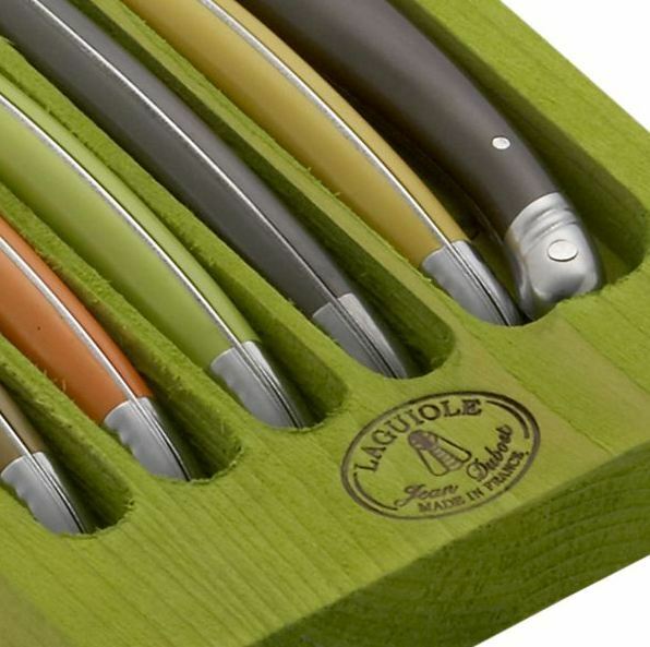 Laguiole Natura 6 Steak Knife Set & Wood Tray