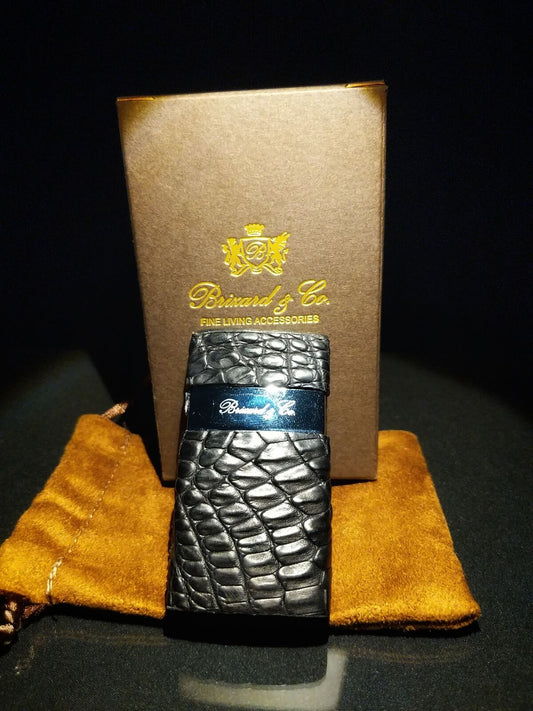 Brizard and Co Genuine Black Caiman Leather Lighter NIB