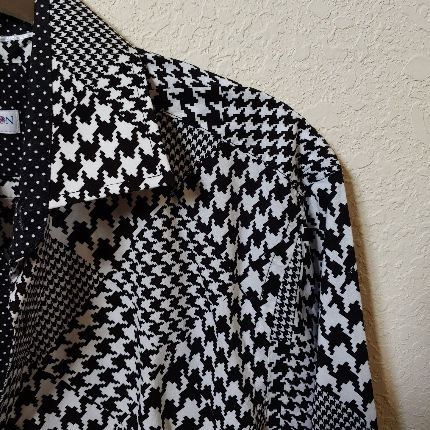 John Lennon | Men's Black and White Patterned Longsleeve Buttondown Casual Shirt