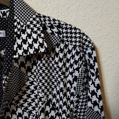 John Lennon | Men's Black and White Patterned Longsleeve Buttondown Casual Shirt