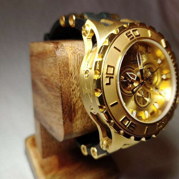 INVICTA SUBAQUA SPECIALTY MENS QUARTZ 52MM GOLD CASE STAINLESS STEEL DIAL