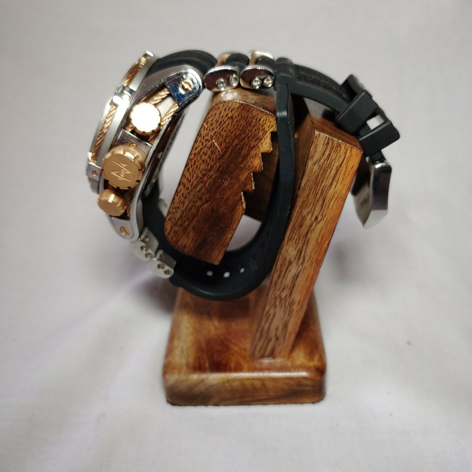 INVICTA BOLT QUARTZ WATCH - ROSE GOLD CASE WITH BLACK TONE POLYURETHANE BAND