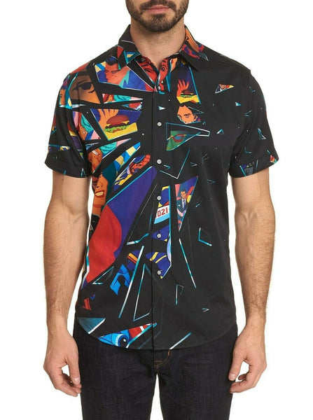 Robert Graham Shattered Sleeve Printed Sport Shirt Classic Fit medium
