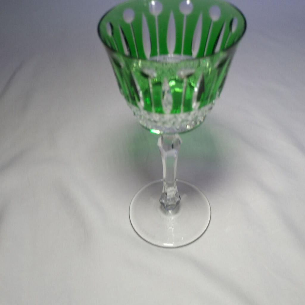 Faberge Xenia  Emerald Green Cut to Clear Crystal Glass Signed