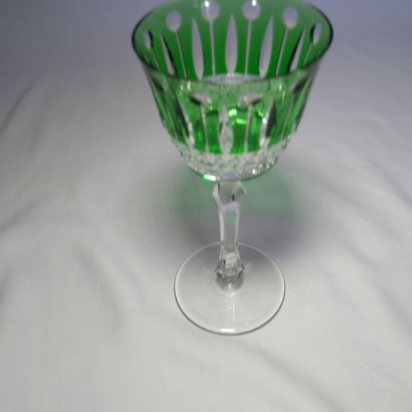 Faberge Xenia  Emerald Green Cut to Clear Crystal Glass Signed