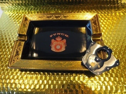 Punch  cigar logo ceramic  ashtray & cutter