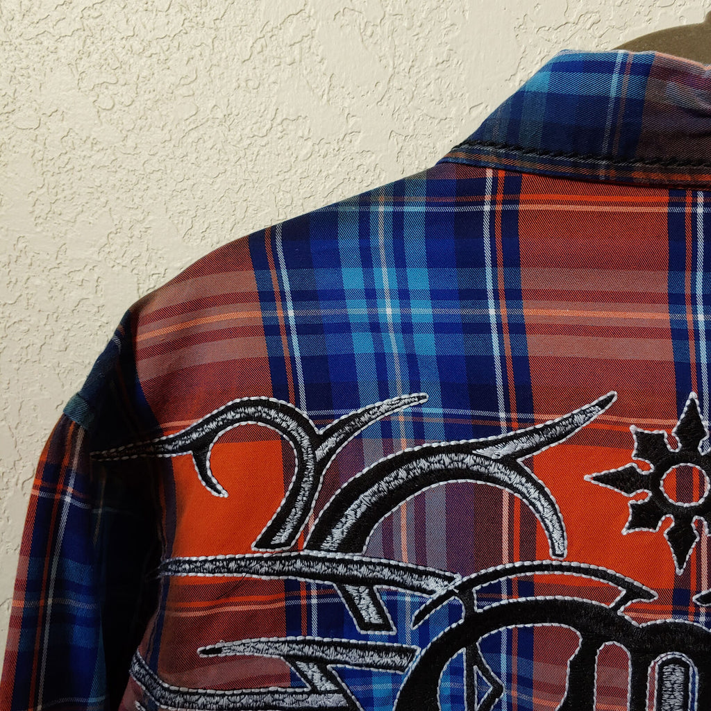 Roar | Men's Plaid Long sleeve Button down Casual Shirt | Medium