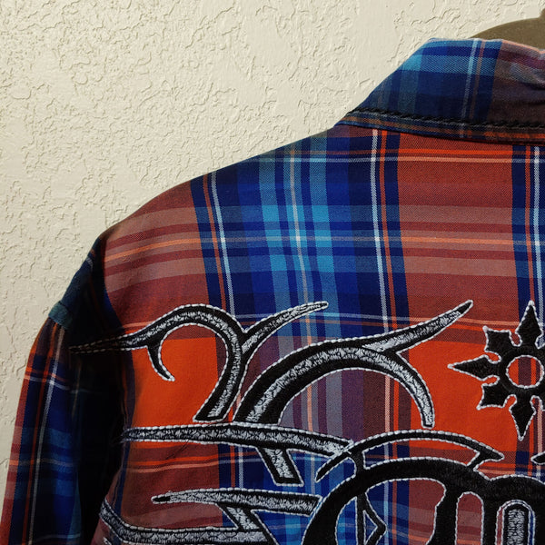 Roar | Men's Plaid Long sleeve Button down Casual Shirt | Medium