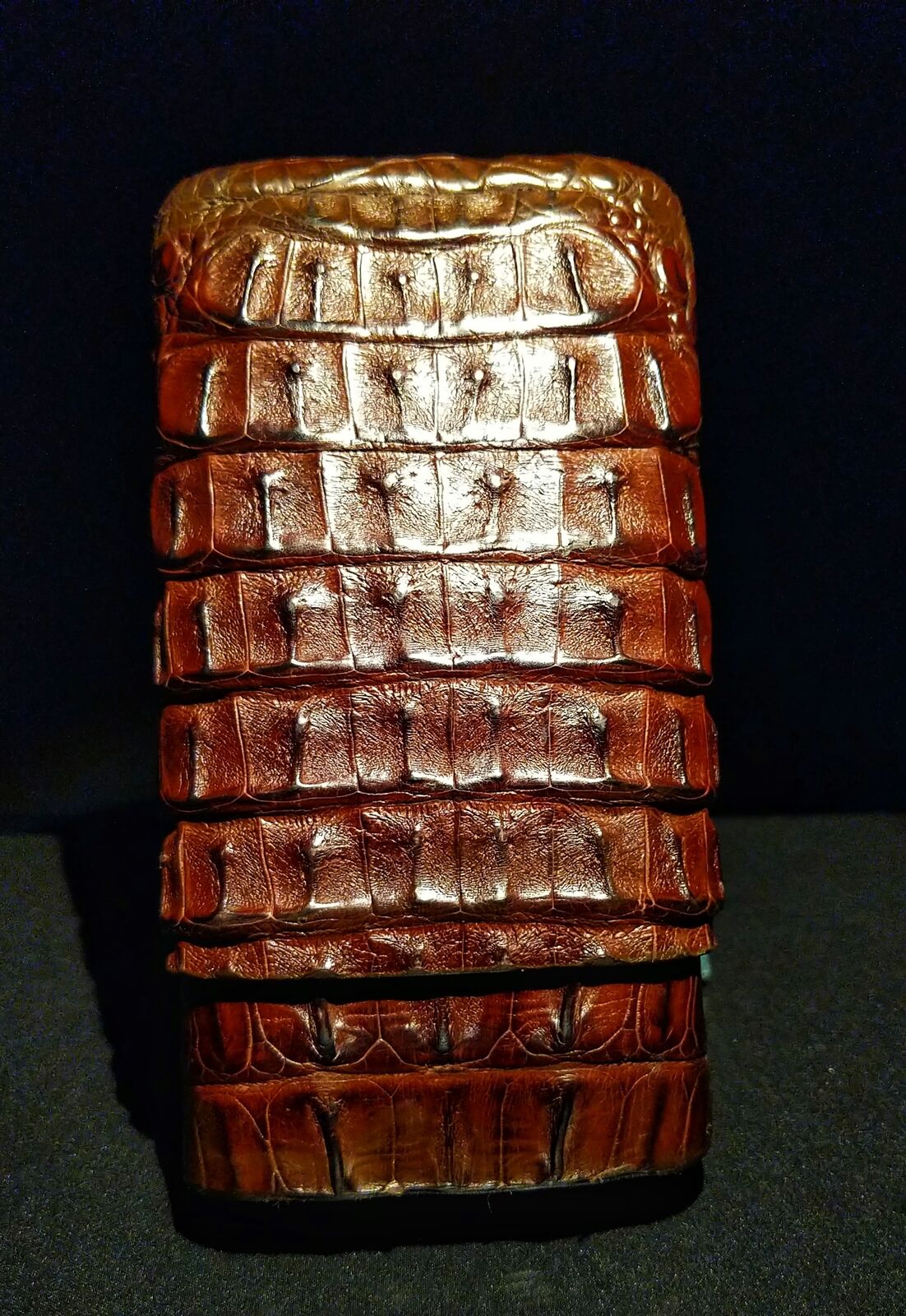 Brizard and Co Brown Caiman Alligator Case , Cutter & Lighter.  NIB Made in USA
