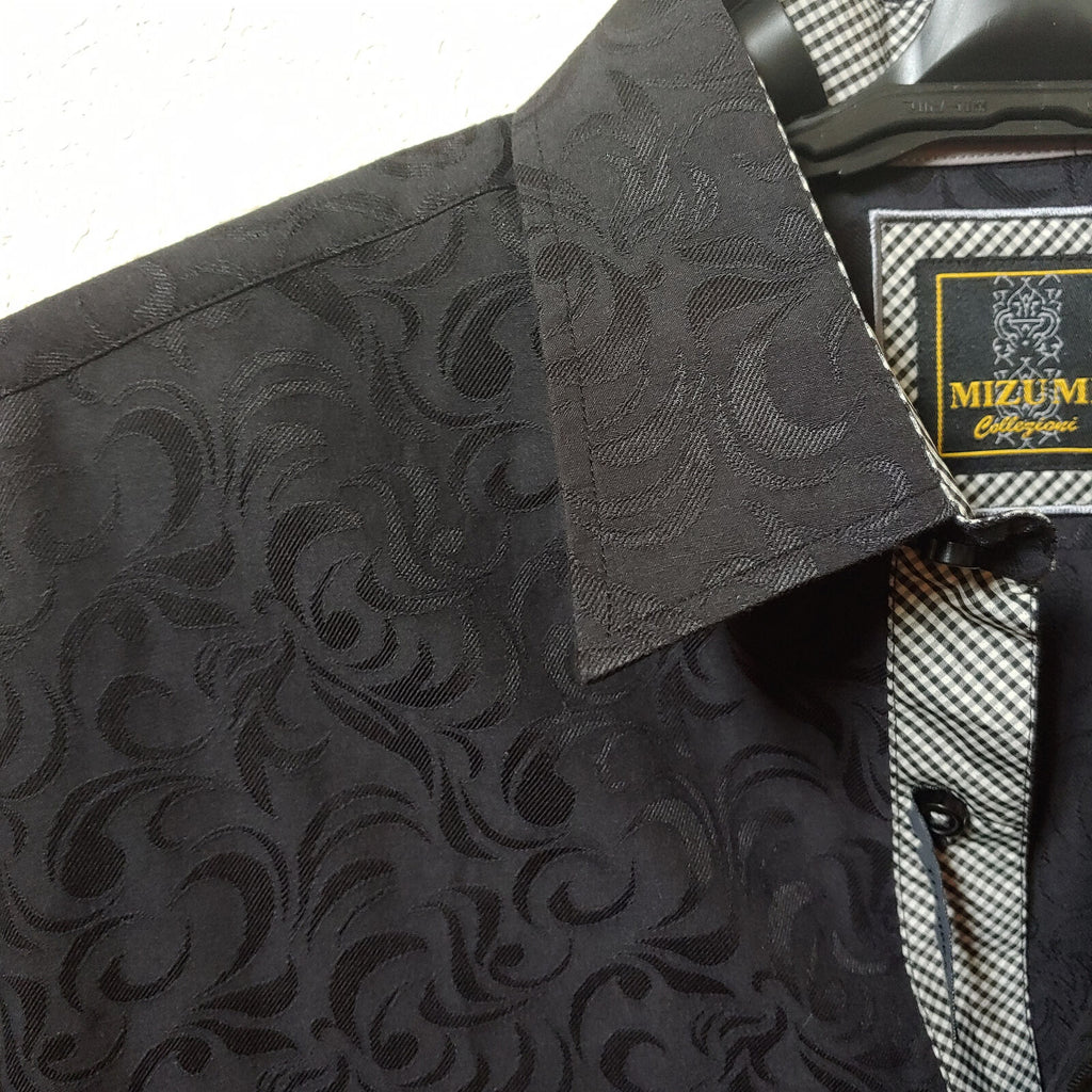Mizumi Collegioni | Men's Black Longsleeve Casual Buttondown Shirt