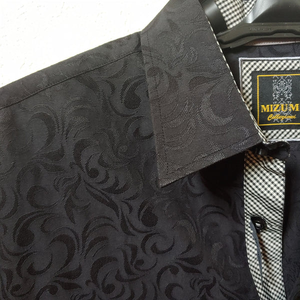 Mizumi Collegioni | Men's Black Longsleeve Casual Buttondown Shirt