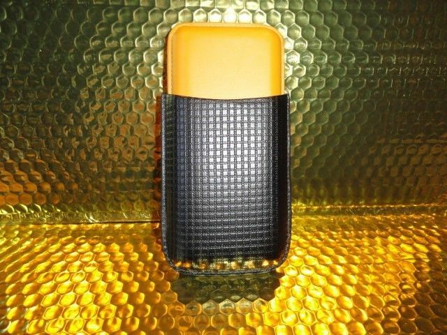 Black & Gold Leather & wood Carrying Case