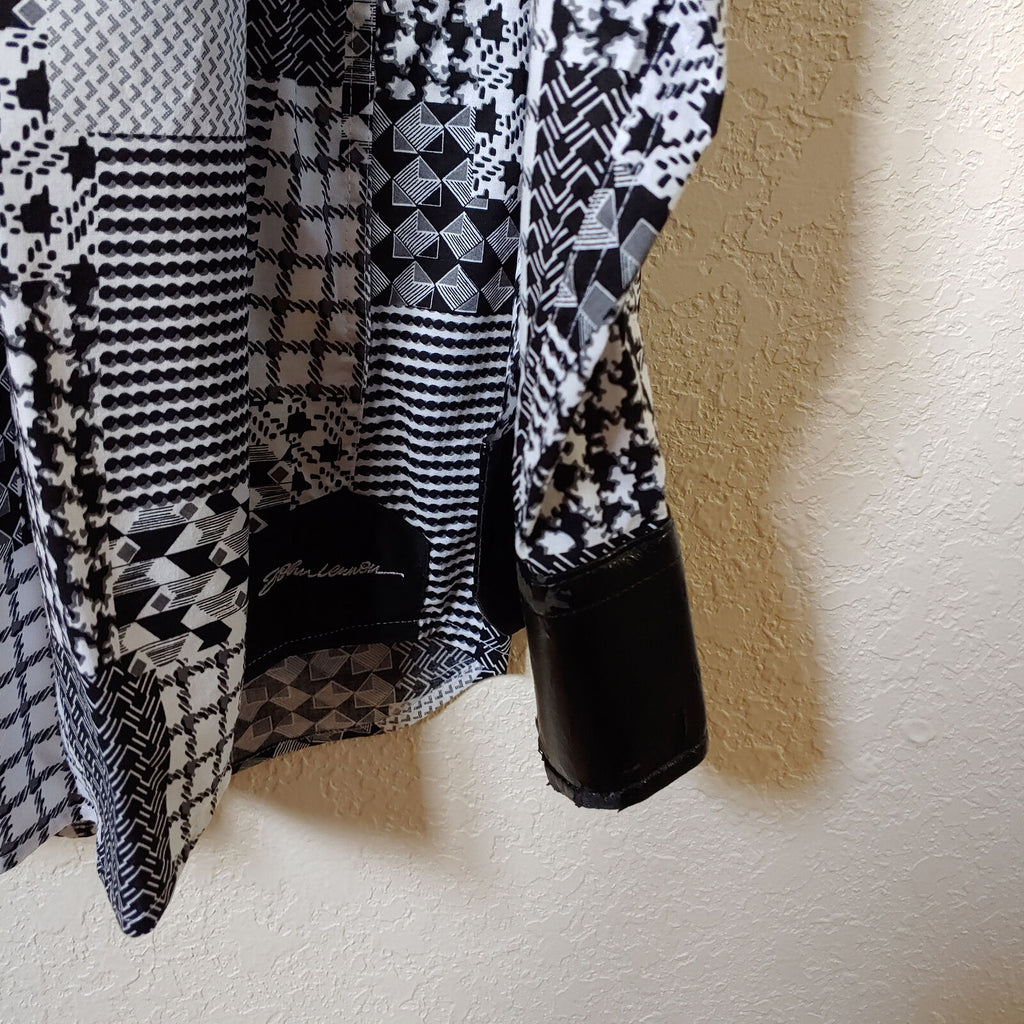John Lennon | Men's Black and White Patterned Long sleeve Button down  Shirt