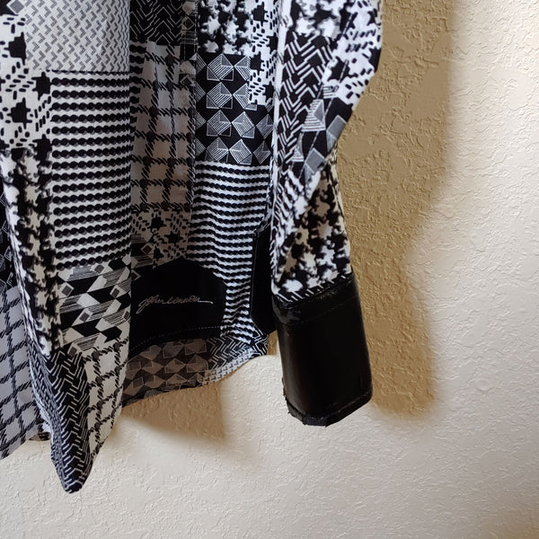 John Lennon | Men's Black and White Patterned Long sleeve Button down  Shirt
