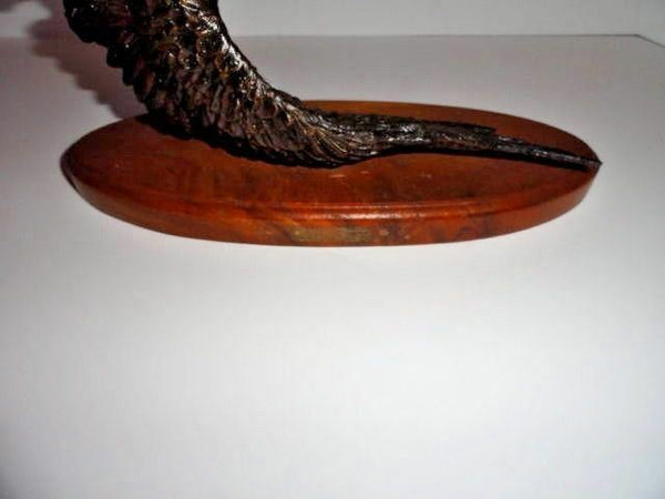 American Eagle Bronze Sculpture  Wooden Base