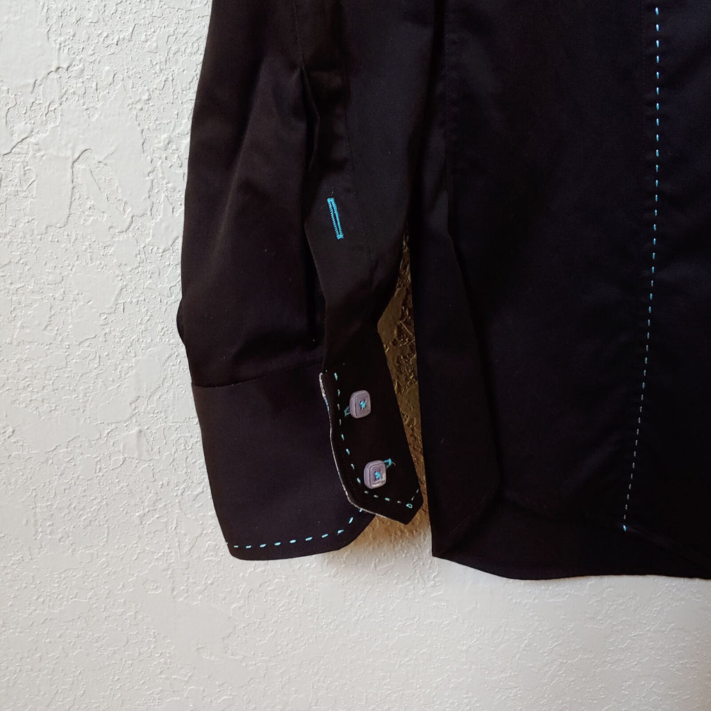 Deluxe Collection | Men's Black long sleeve Button down Casual Shirt | Sz. 3