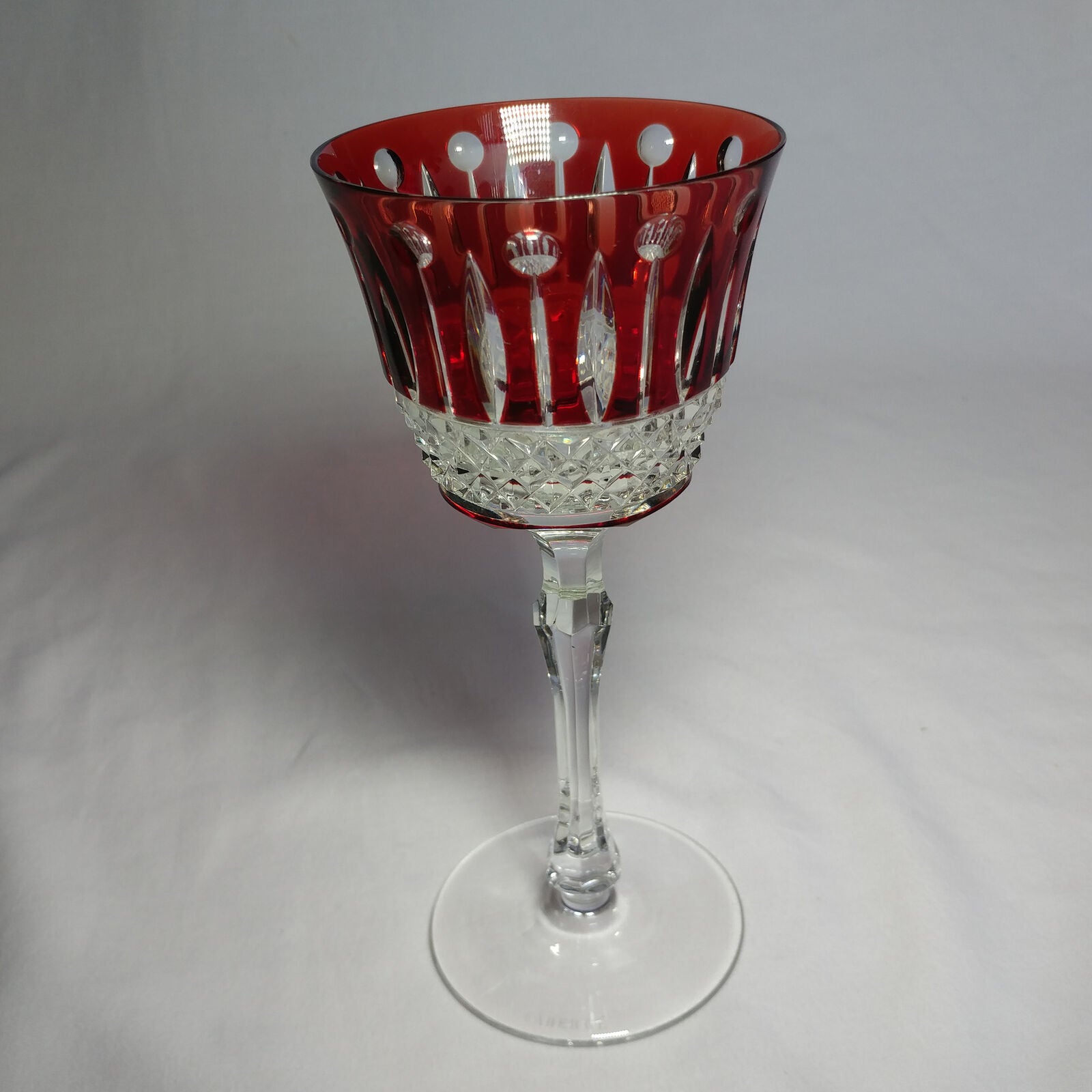 Faberge Xenia Ruby Red Cut to Clear Crystal Glass Signed