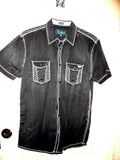 Roar Signature Short  Sleeve Button Up Shirt Size Medium