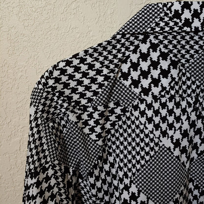 John Lennon | Men's Black and White Patterned Longsleeve Buttondown Casual Shirt