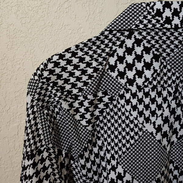 John Lennon | Men's Black and White Patterned Longsleeve Buttondown Casual Shirt