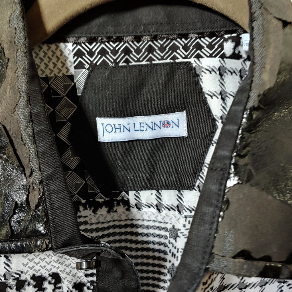 John Lennon | Men's Black and White Patterned Long sleeve Button down  Shirt