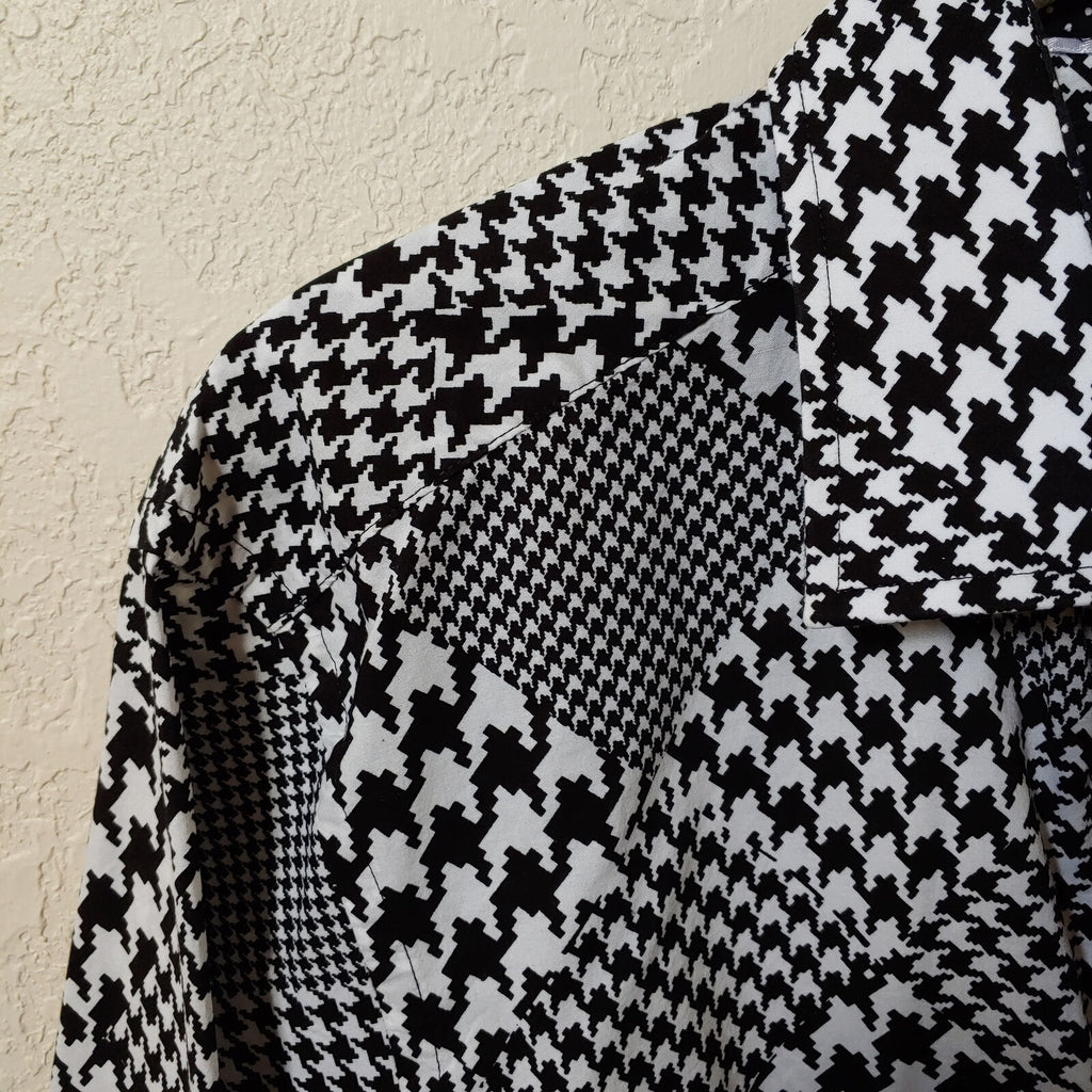 John Lennon | Men's Black and White Patterned Longsleeve Buttondown Casual Shirt
