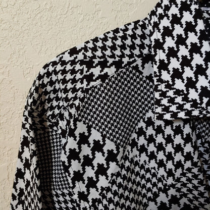 John Lennon | Men's Black and White Patterned Longsleeve Buttondown Casual Shirt