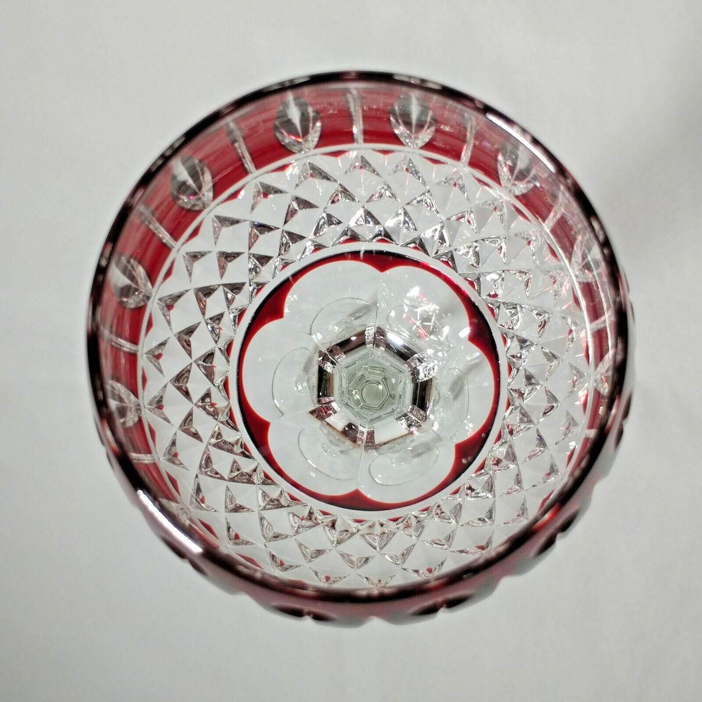 FABERGE XENIA  IMPERIAL RED CASED CUT TO CLEAR CRYSTAL GOBLET | SINGLE