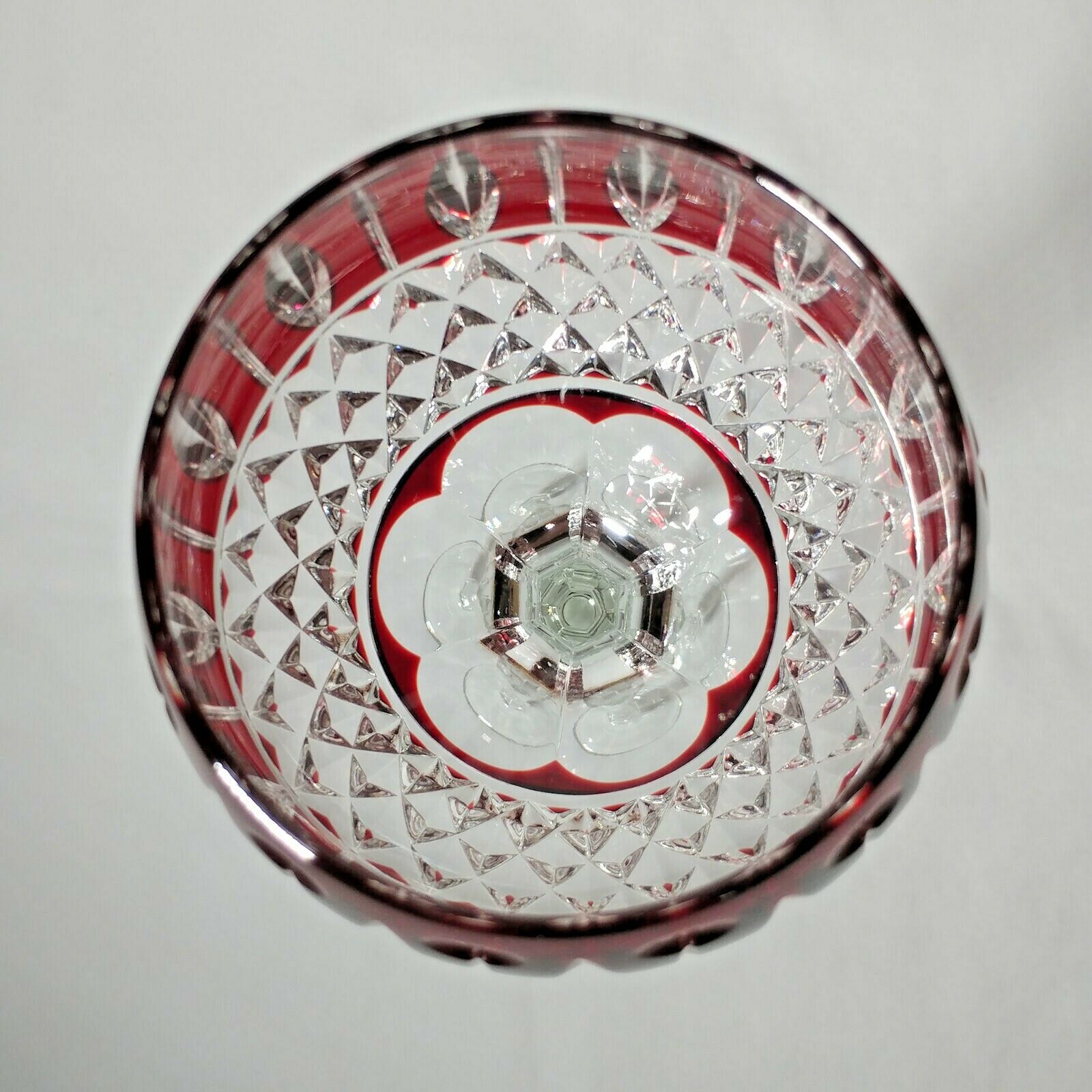 FABERGE XENIA  IMPERIAL RED CASED CUT TO CLEAR CRYSTAL GOBLET | SINGLE