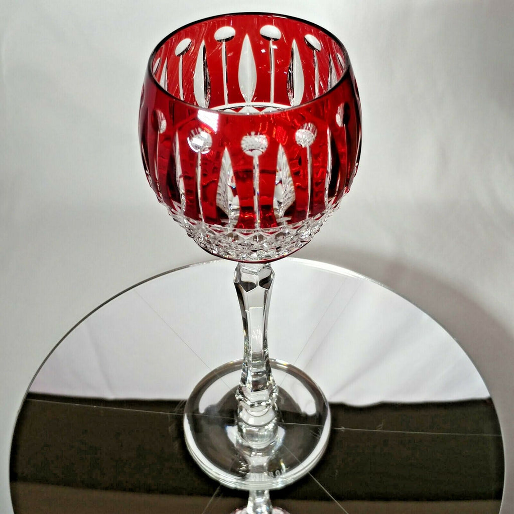 FABERGE XENIA  IMPERIAL RED CASED CUT TO CLEAR CRYSTAL GOBLET | SINGLE