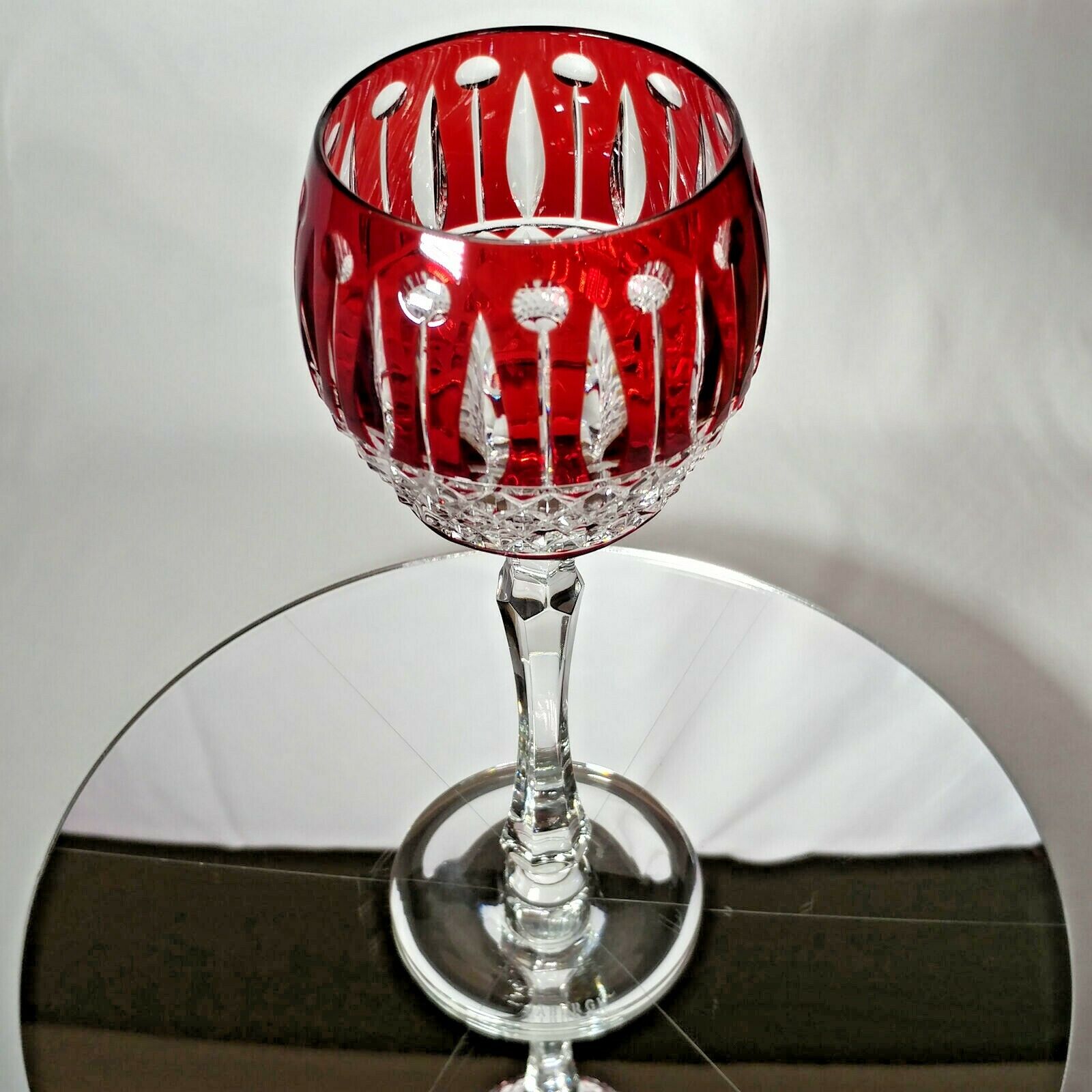 FABERGE XENIA  IMPERIAL RED CASED CUT TO CLEAR CRYSTAL GOBLET | SINGLE