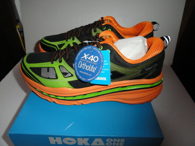 Hoka One One Mens Stinson 3 ATR Shoes 1008326 Bright Green / Persimmon 12.5