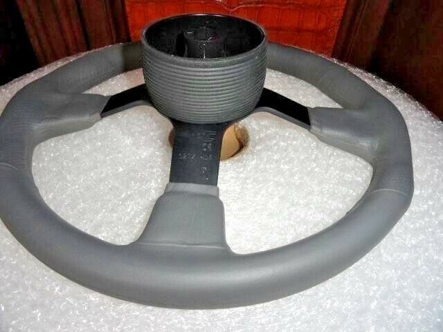 New Gussi Boat Steering Wheel Grey Urethane Black Spoke & Black Hub Adaptor