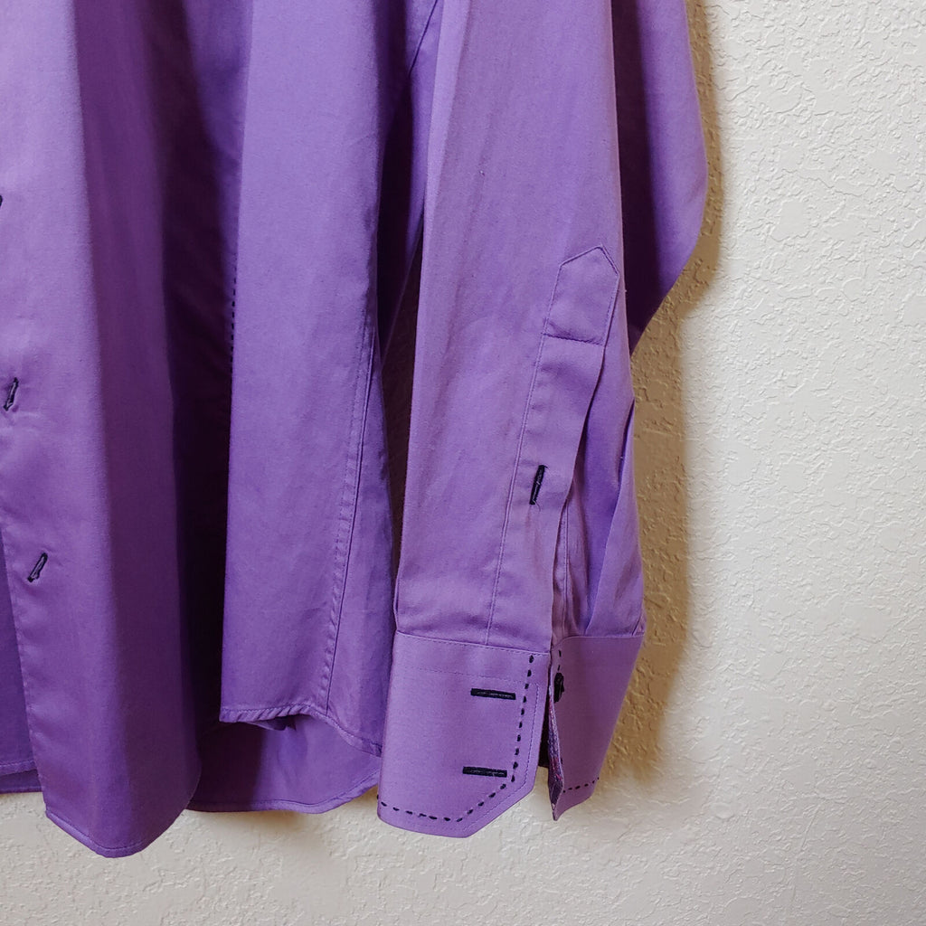 Deluxe Collection | Men's Purple Long sleeve Button down Casual Shirt | Sz. 3