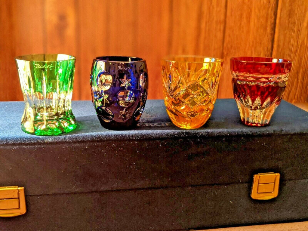 Faberge Colored Crystal Shot Glasses