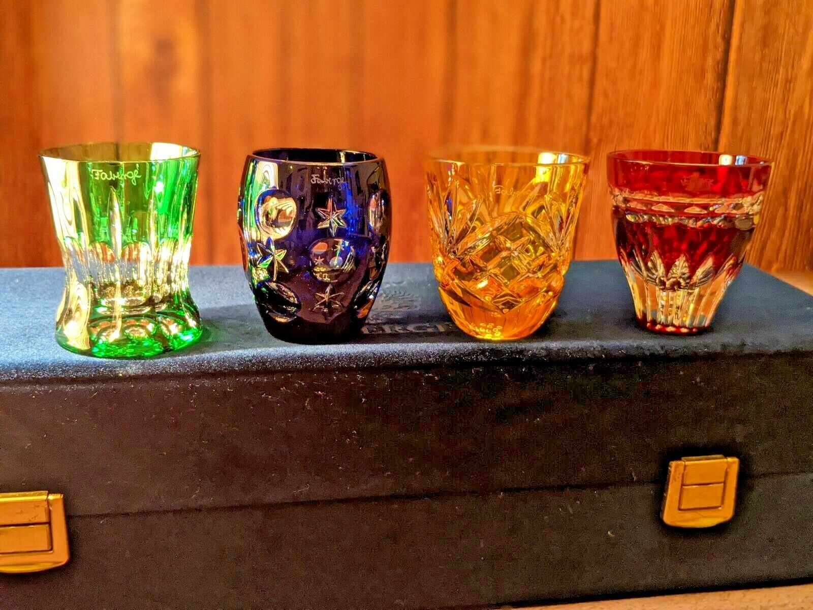 Faberge Colored Crystal Shot Glasses