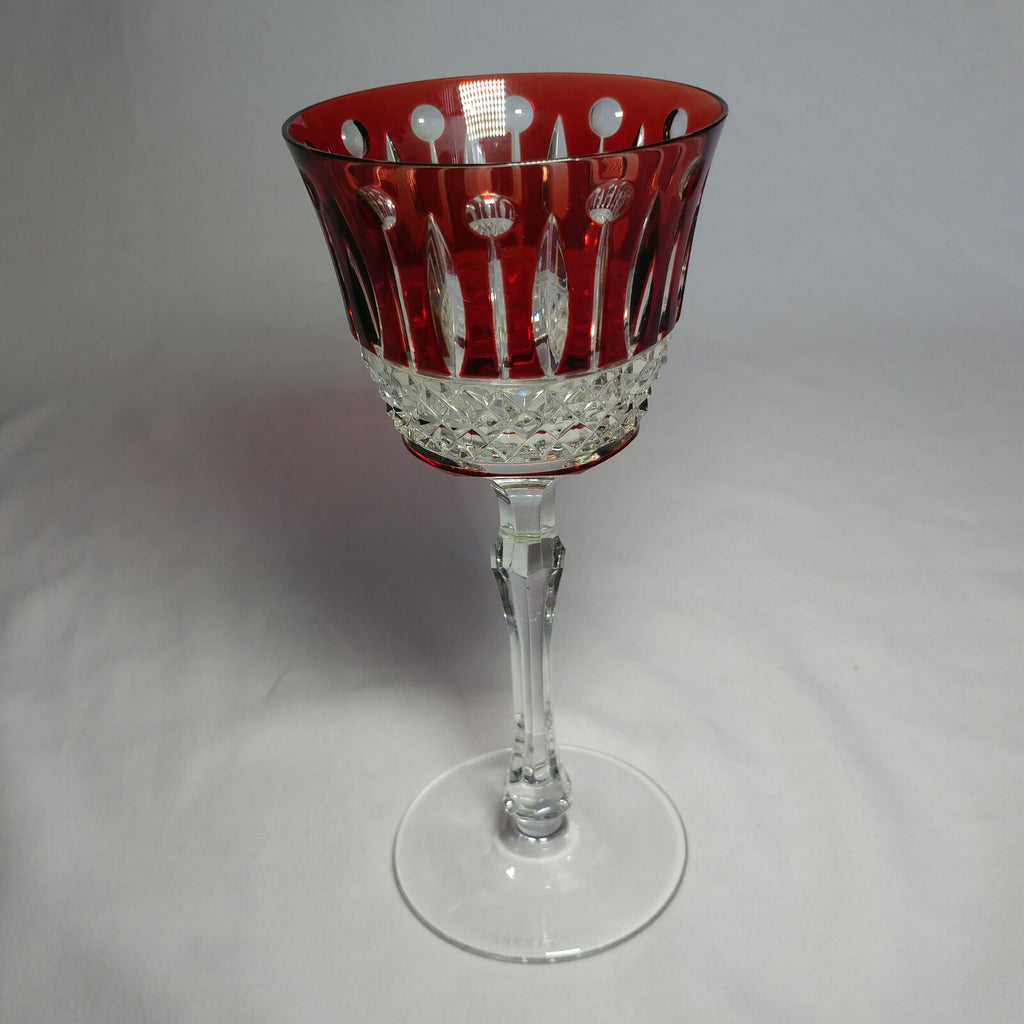 Faberge Xenia Ruby Red Cut to Clear Crystal Glass Signed