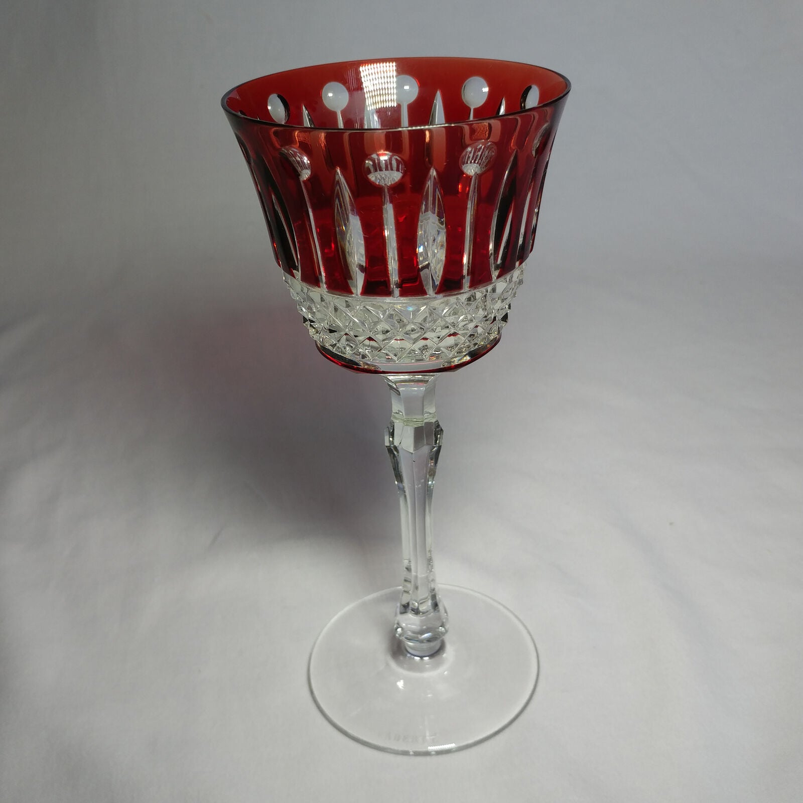 Faberge Xenia Ruby Red Cut to Clear Crystal Glass Signed