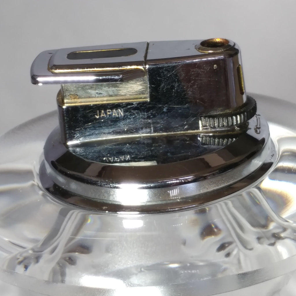 Lalique Crystal Tete De Lion Cigarette Lighter and Match Holder Set