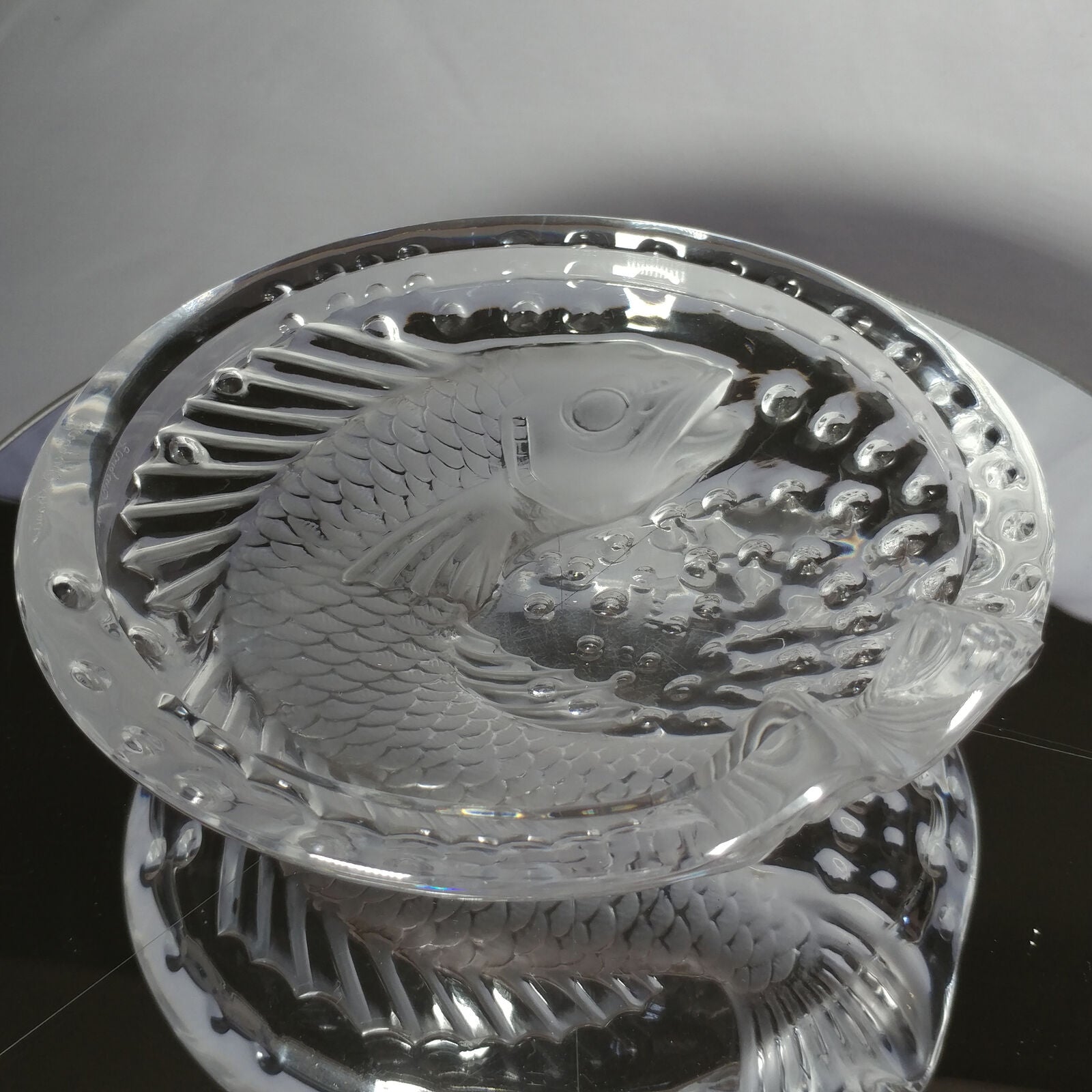 Lalique Concarneau KOI FISH 6” Bowl (Cigar Ashtray) Signed Authentic 6"