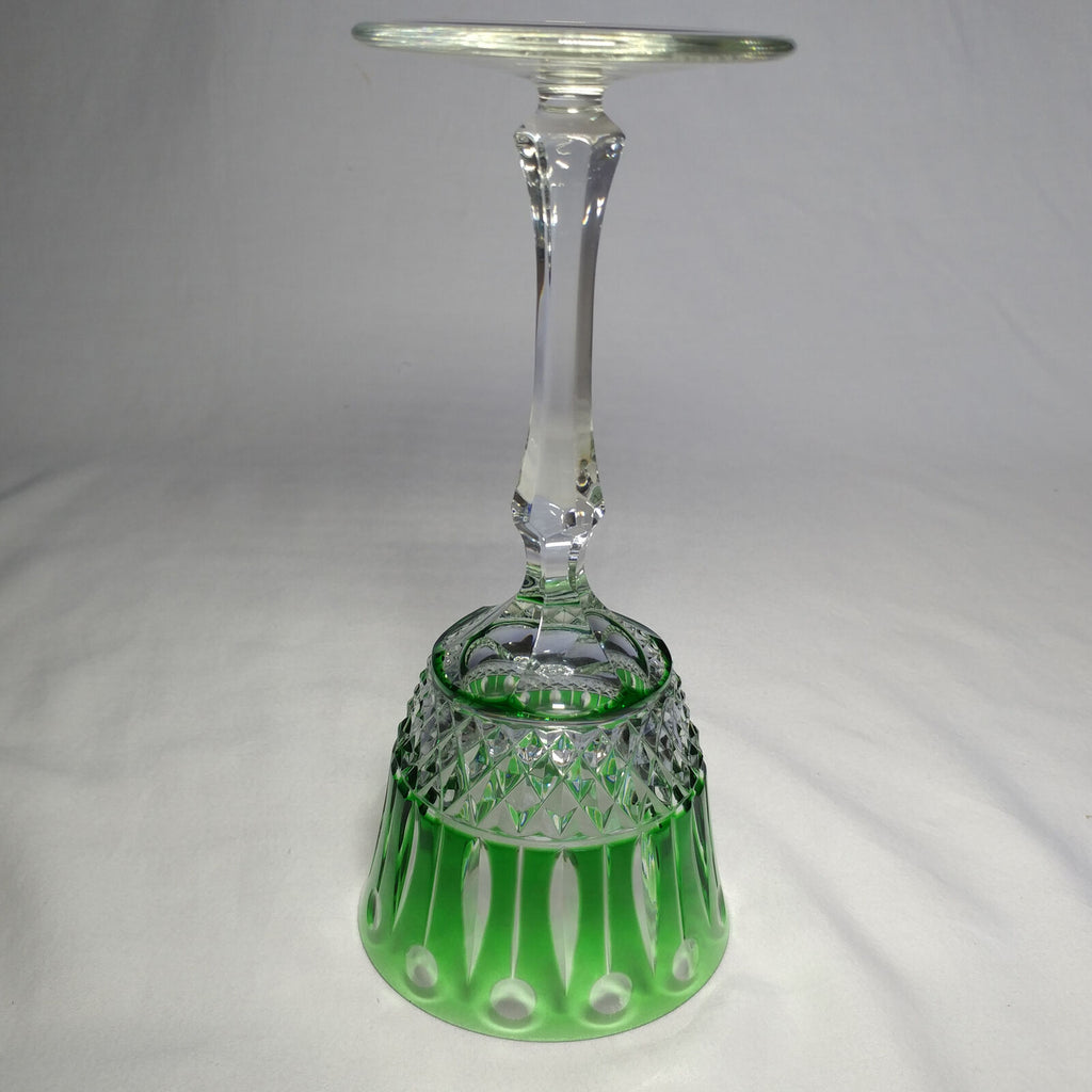 Faberge Xenia  Emerald Green Cut to Clear Crystal Glass Signed