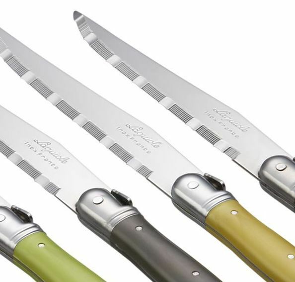 Laguiole Natura 6 Steak Knife Set & Wood Tray