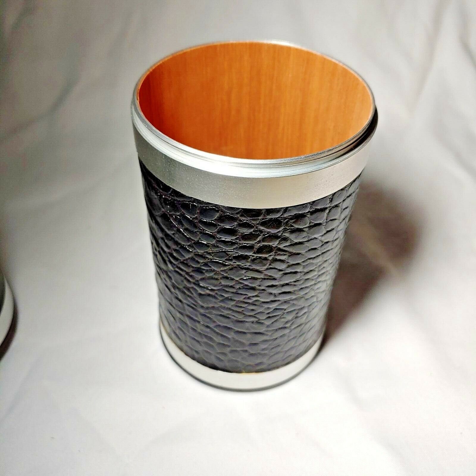 ATOLL TRAVEL HUMIDOR BLACK LEATHER AND WOOD TOP