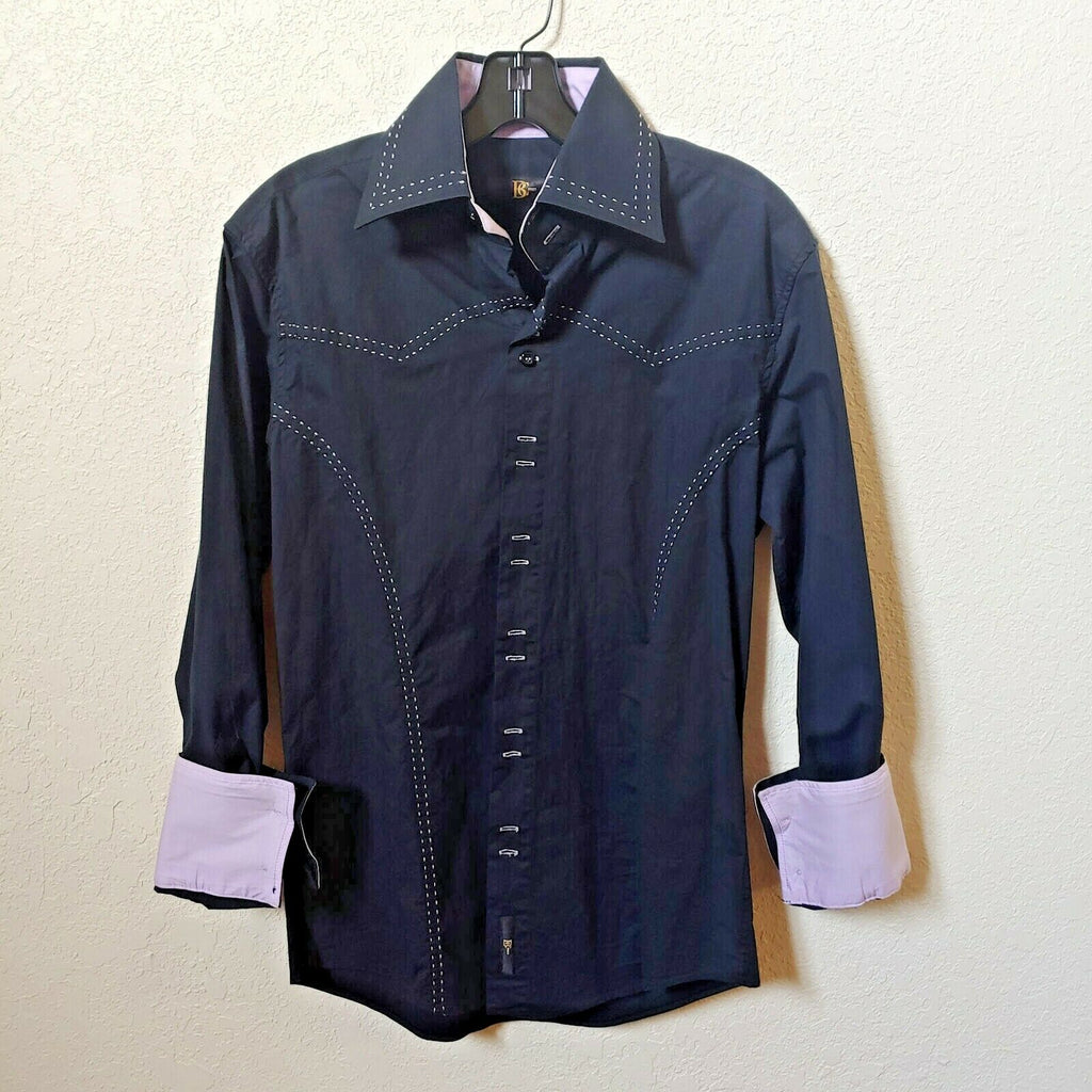 BC Men | Black Long sleeve Button down Casual Shirt | Medium