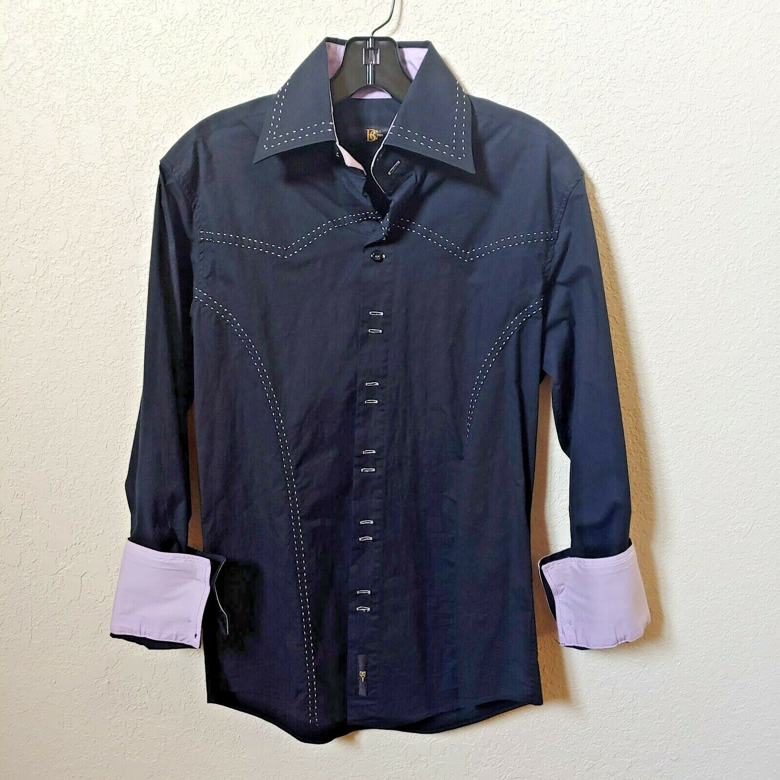 BC Men | Black Long sleeve Button down Casual Shirt | Medium