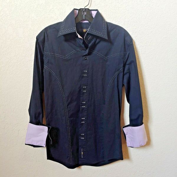 BC Men | Black Long sleeve Button down Casual Shirt | Medium