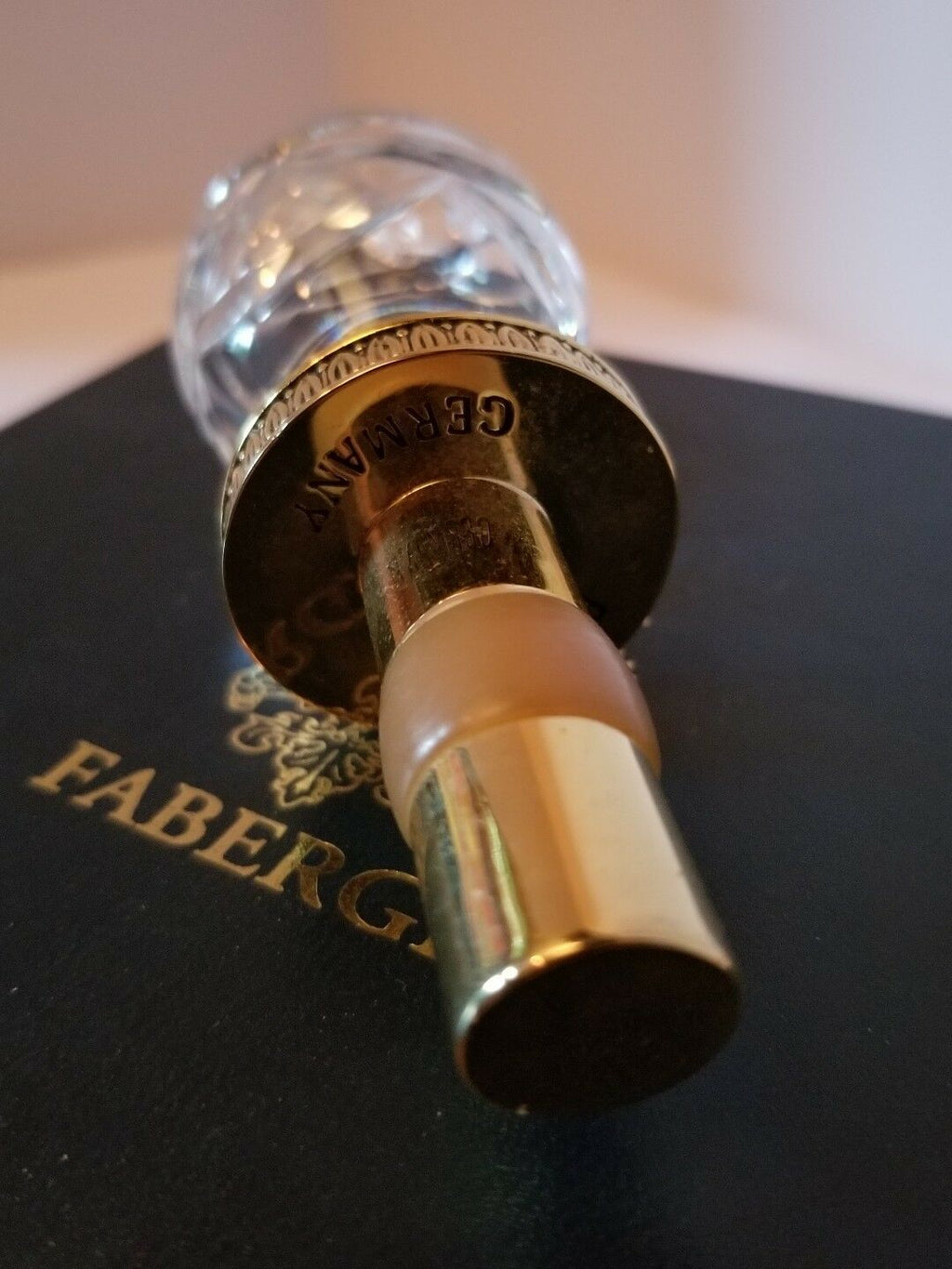 Faberge Clear Etched  Crystal  Bottle Stopper