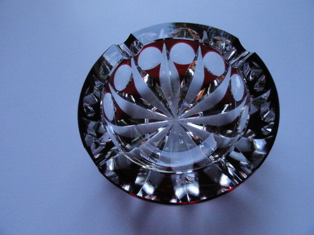 St Louis Ruby Star Cut Ashtray