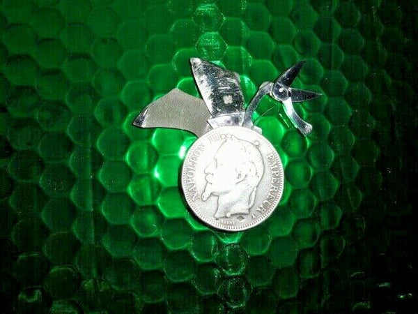 VINTAGE ELOI PERNET FRANCE 1868 SILVER COIN POCKET CIGAR CUTTER KNIFE